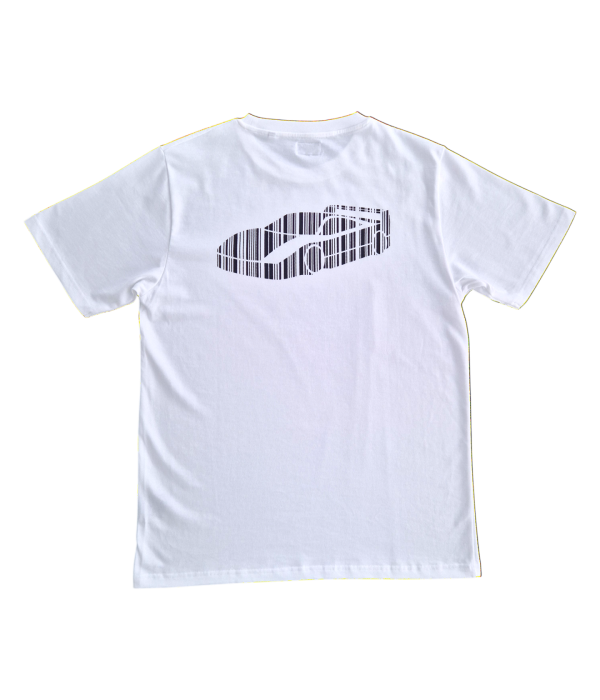T-shirt blanc Invecture avec visuel automobile noir au dos